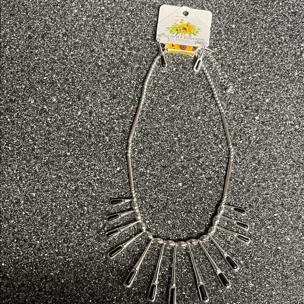 Silver and Black Necklace by